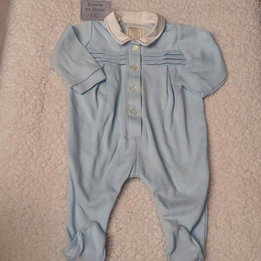 Emile et Rose light blue footsie with buttons